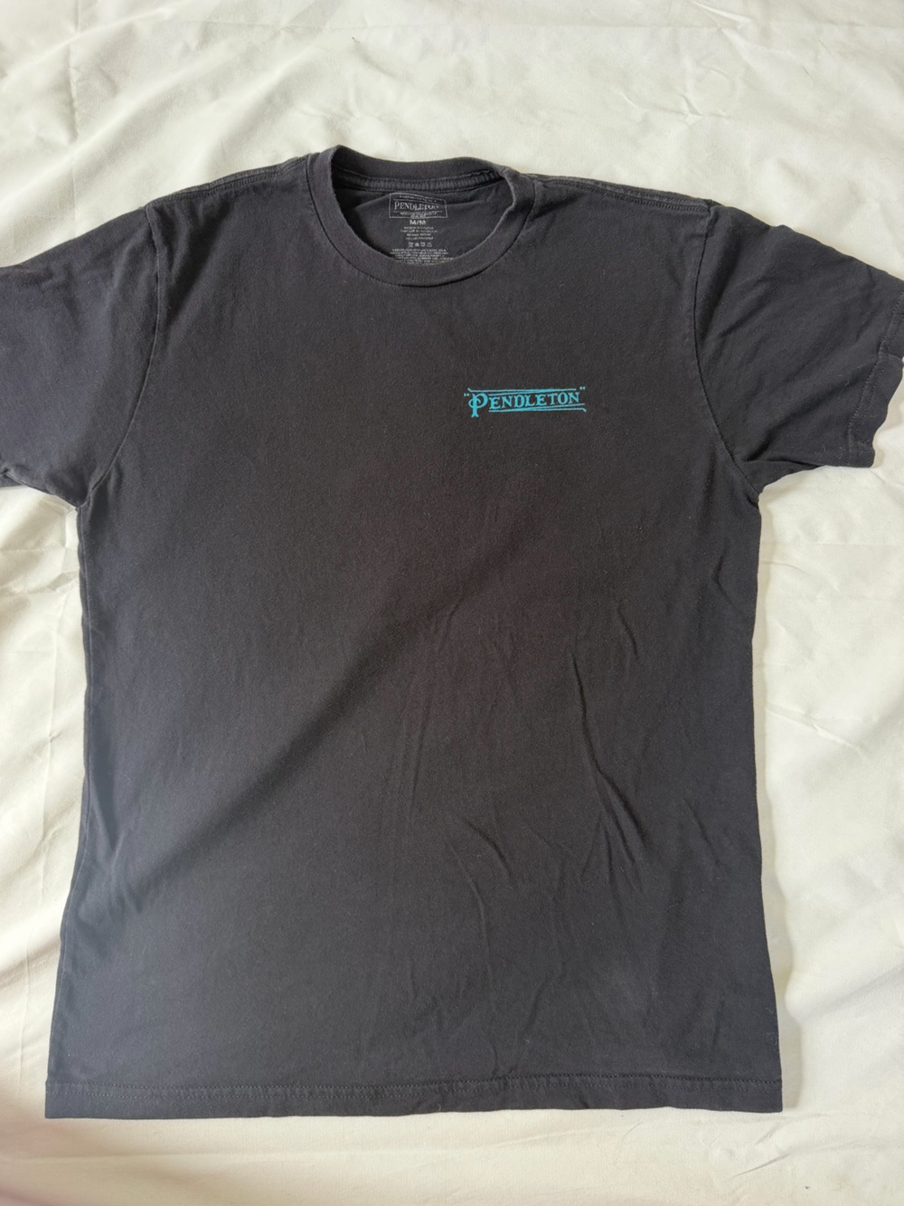 Pendleton Black Short Sleeve Tee with Turquoise Logo